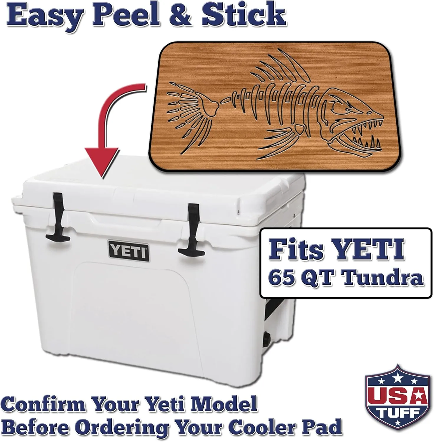 SeaDek EVA Mat Cooler Pad fits YETI | Peel & Stick Application | Non Slip Comfort Accessories - Bonefish Design (Mocha-Black)