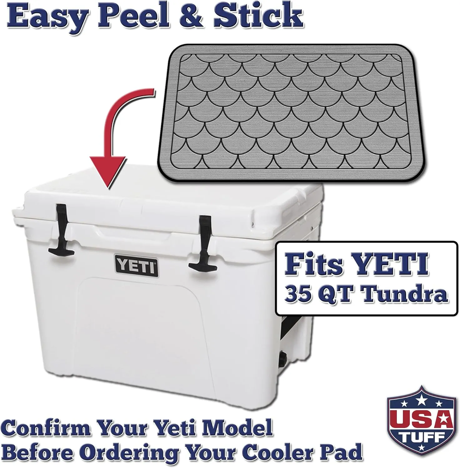 SeaDek EVA Mat Cooler Pad fits YETI | Peel & Stick Application | Non Slip Comfort Accessories - Scales Design (StormGray-Black)