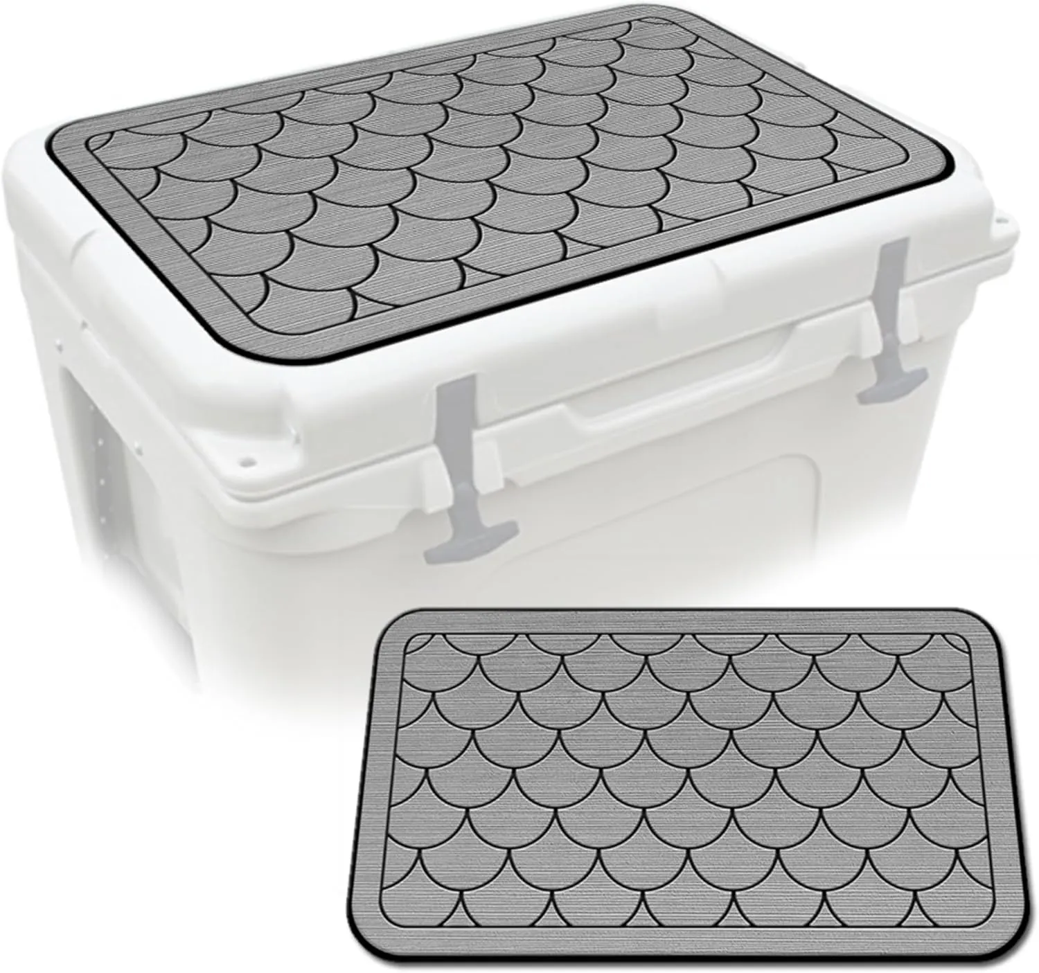 SeaDek EVA Mat Cooler Pad fits YETI | Peel & Stick Application | Non Slip Comfort Accessories - Scales Design (StormGray-Black)