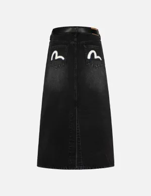 Seagull Appliqué Fashion Fit Denim Skirt