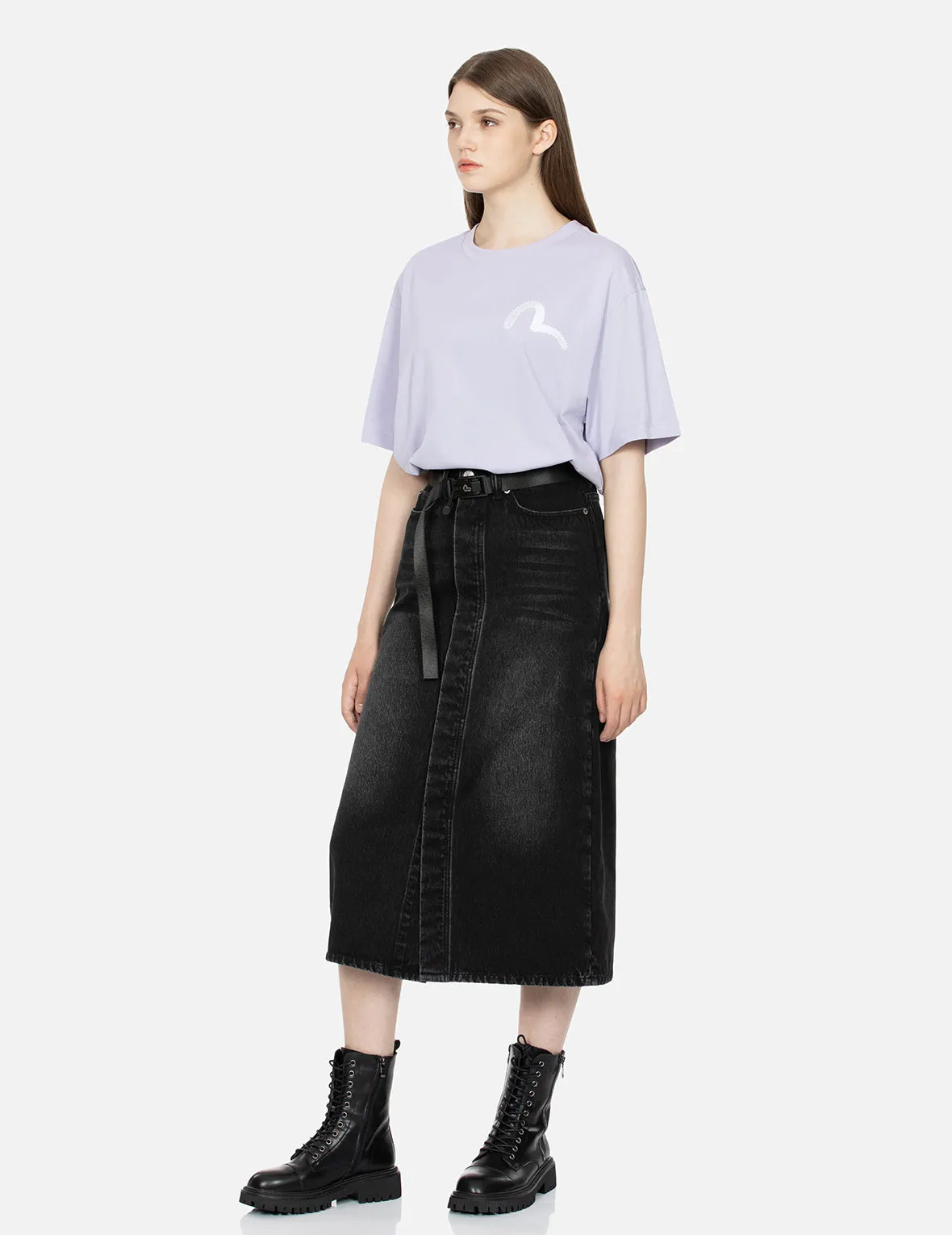 Seagull Appliqué Fashion Fit Denim Skirt