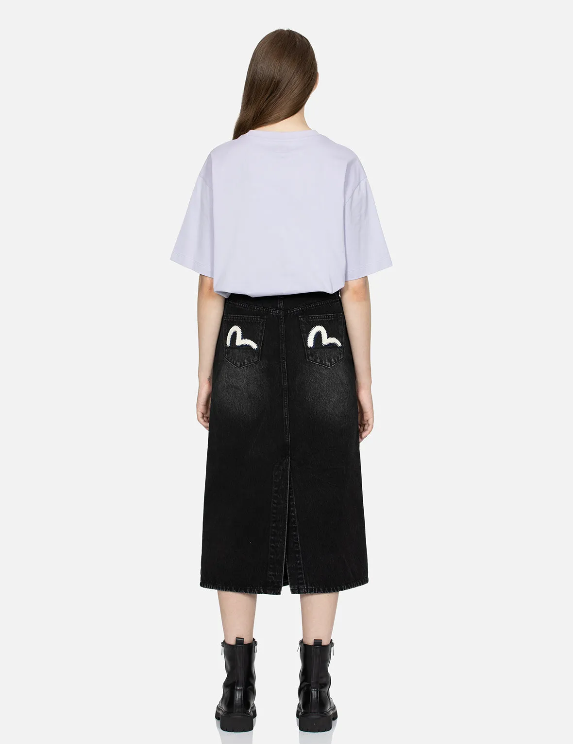 Seagull Appliqué Fashion Fit Denim Skirt