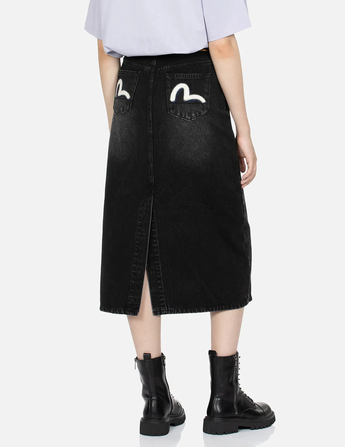 Seagull Appliqué Fashion Fit Denim Skirt