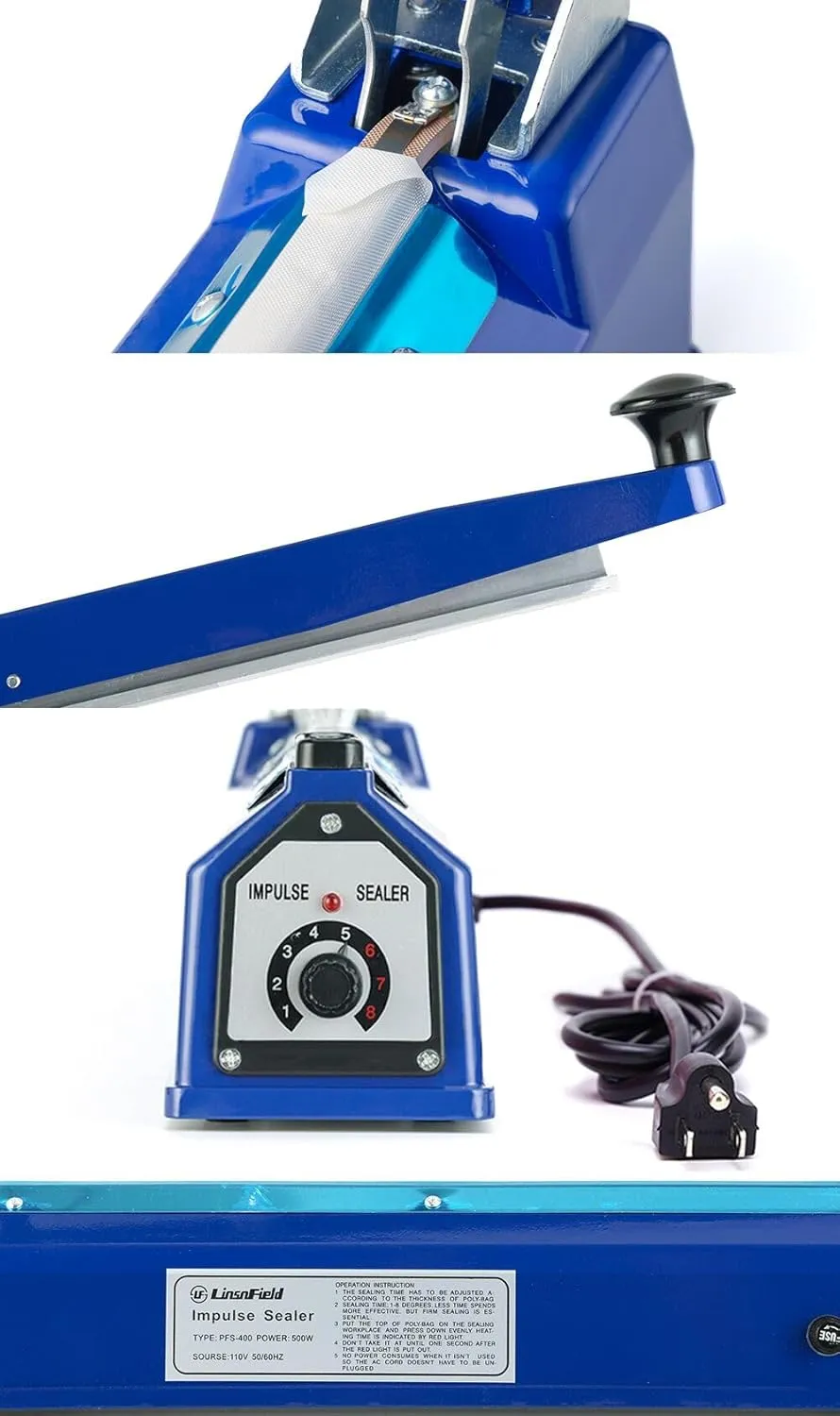 Sealer Pro - 12 inch Impulse Heat Sealer - 7mm Sealing Width - Manual Heat Sealer Machine for All Bags - Most Heavy Duty for Strong, Secure Sealing for Long Term Food Storage, Deep Blue