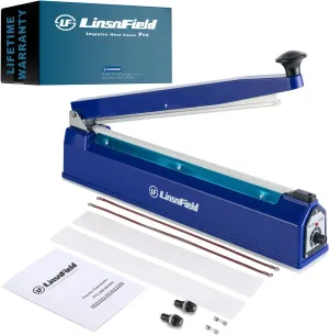 Sealer Pro - 12 inch Impulse Heat Sealer - 7mm Sealing Width - Manual Heat Sealer Machine for All Bags - Most Heavy Duty for Strong, Secure Sealing for Long Term Food Storage, Deep Blue