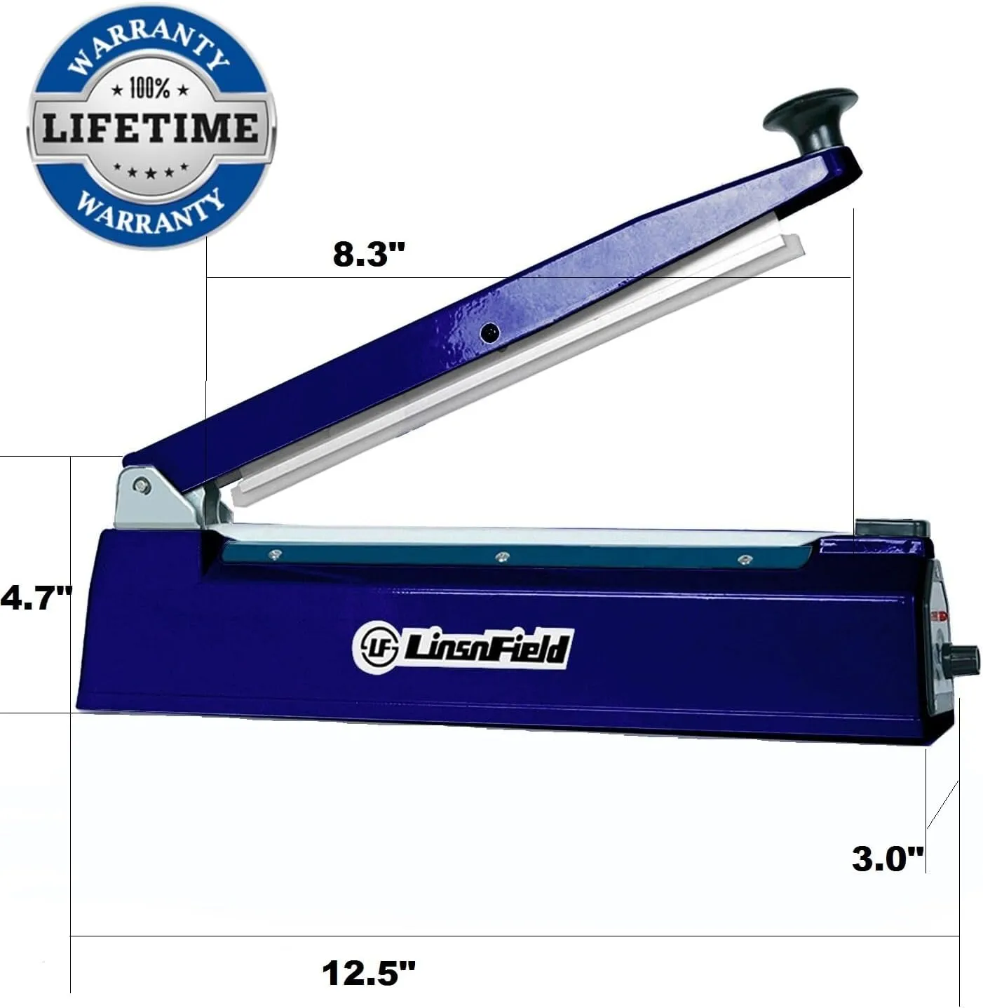 Sealer Pro - 12 inch Impulse Heat Sealer - 7mm Sealing Width - Manual Heat Sealer Machine for All Bags - Most Heavy Duty for Strong, Secure Sealing for Long Term Food Storage, Deep Blue