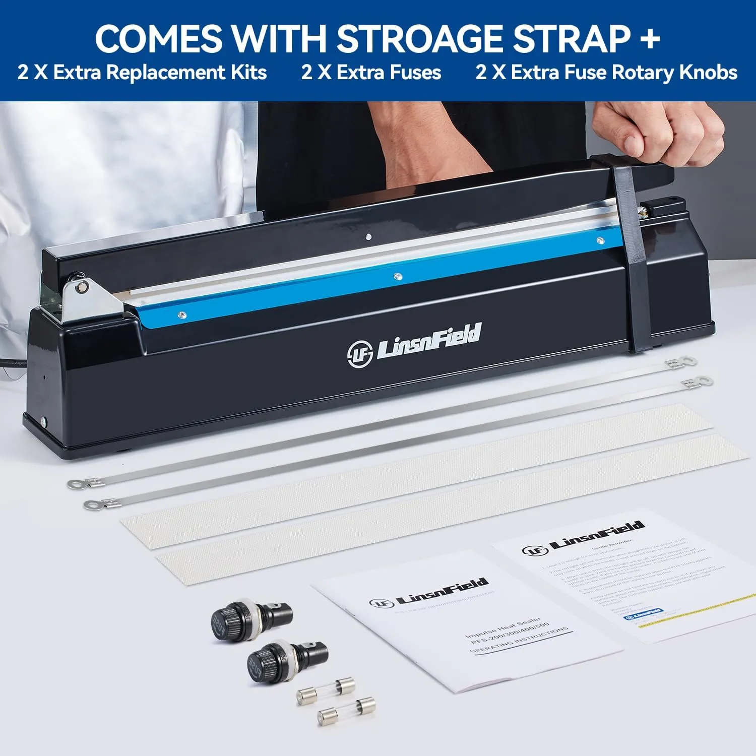 Sealer Pro - 12 inch Impulse Heat Sealer - 7mm Sealing Width - Manual Heat Sealer Machine for All Bags - Most Heavy Duty for Strong, Secure Sealing for Long Term Food Storage, Deep Blue