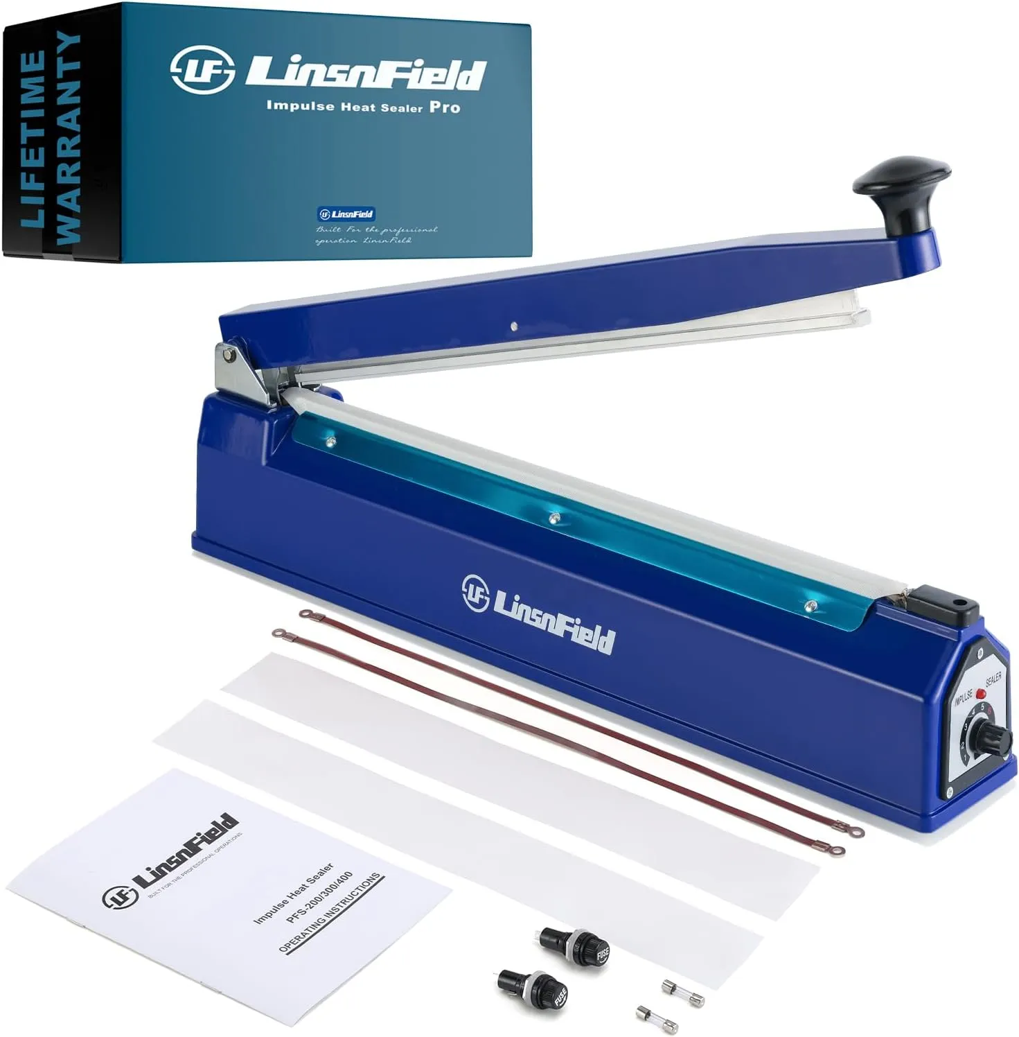 Sealer Pro - 12 inch Impulse Heat Sealer - 7mm Sealing Width - Manual Heat Sealer Machine for All Bags - Most Heavy Duty for Strong, Secure Sealing for Long Term Food Storage, Deep Blue