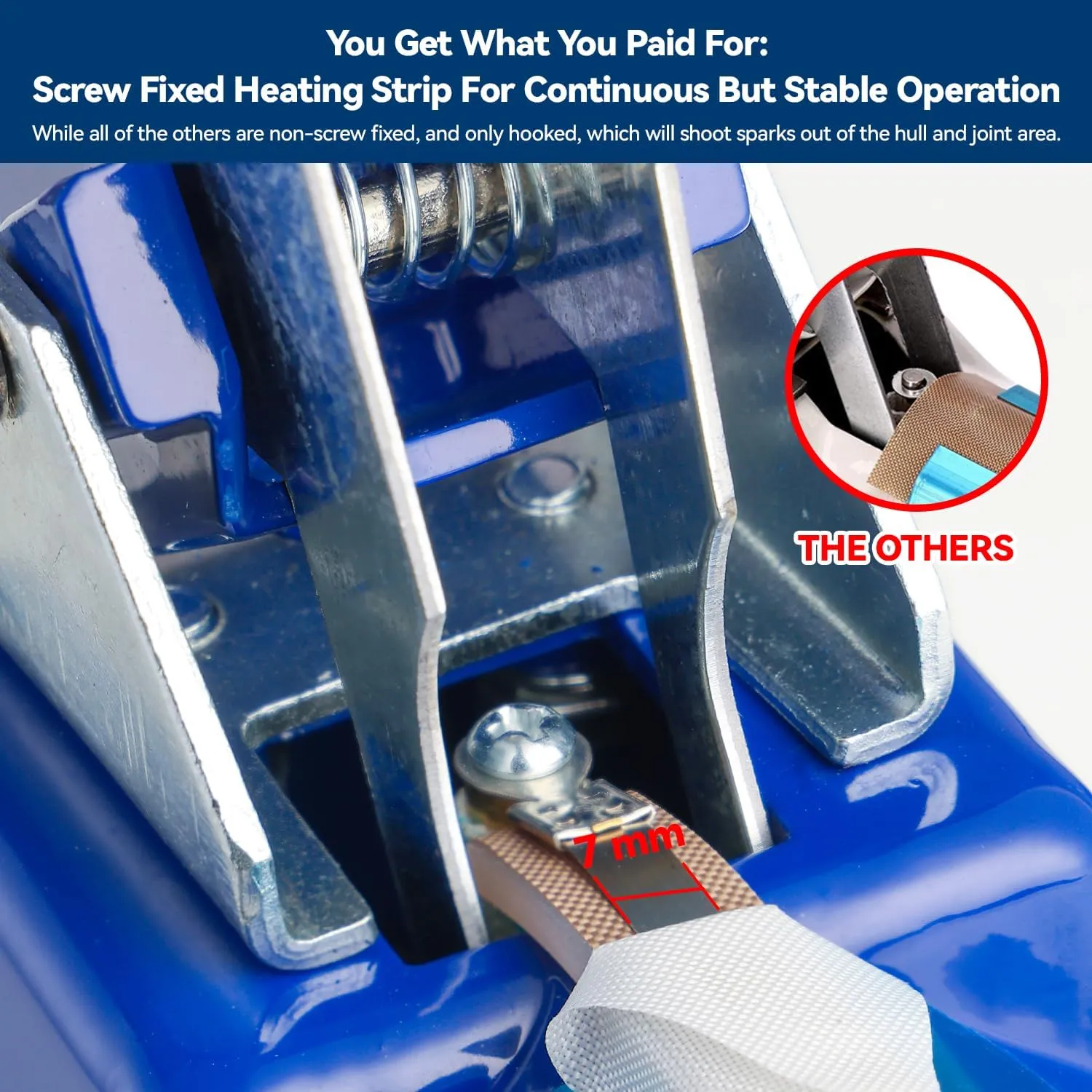Sealer Pro - 12 inch Impulse Heat Sealer - 7mm Sealing Width - Manual Heat Sealer Machine for All Bags - Most Heavy Duty for Strong, Secure Sealing for Long Term Food Storage, Deep Blue