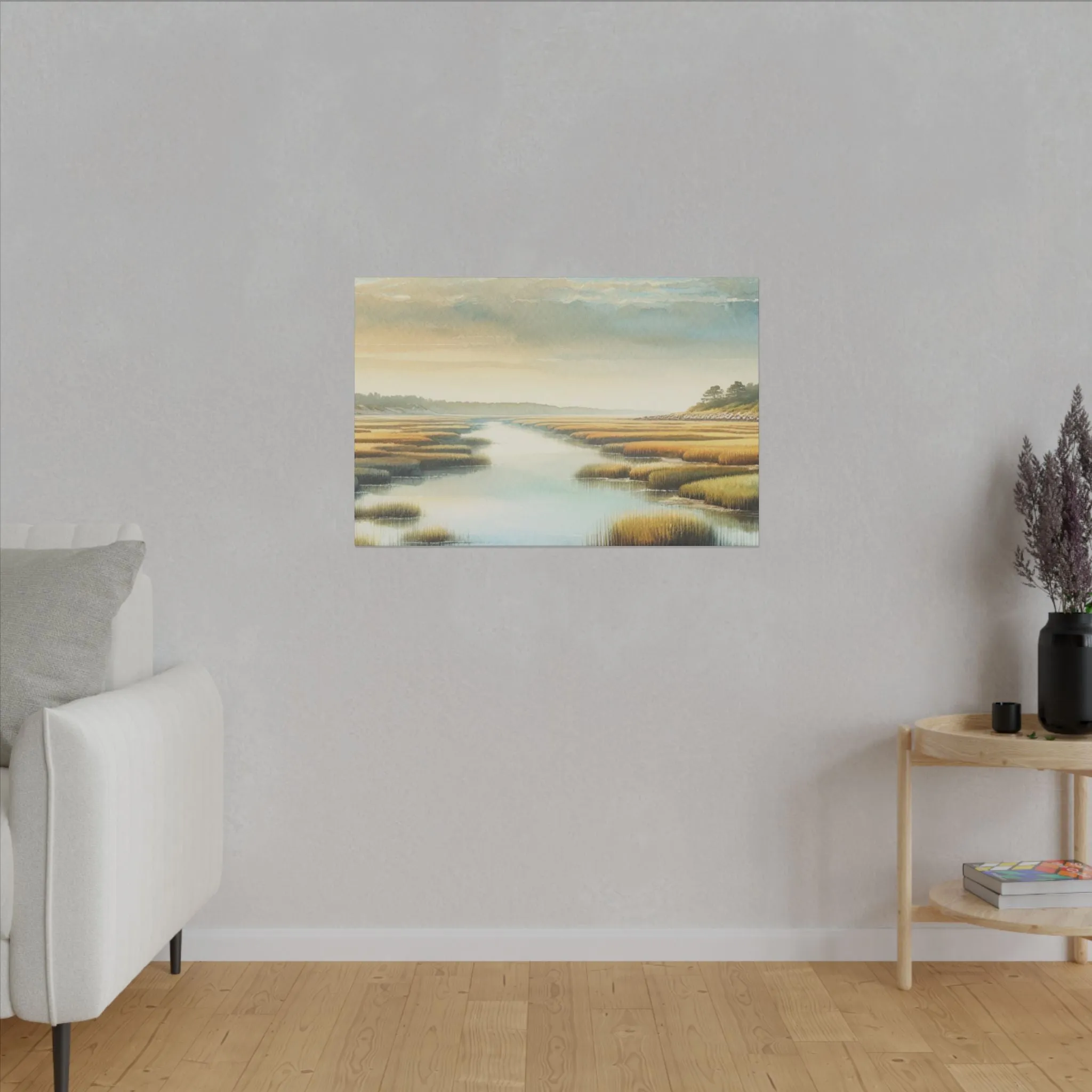 Seaside Marshes Scene Coastal Wall Decor Canvas