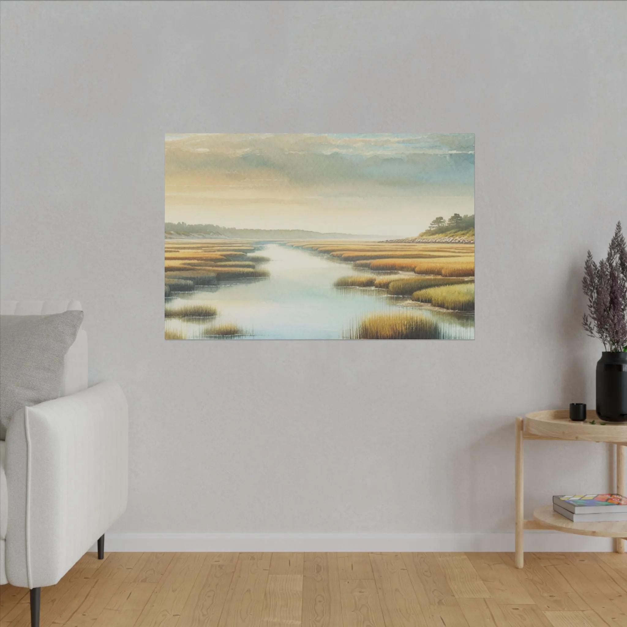 Seaside Marshes Scene Coastal Wall Decor Canvas