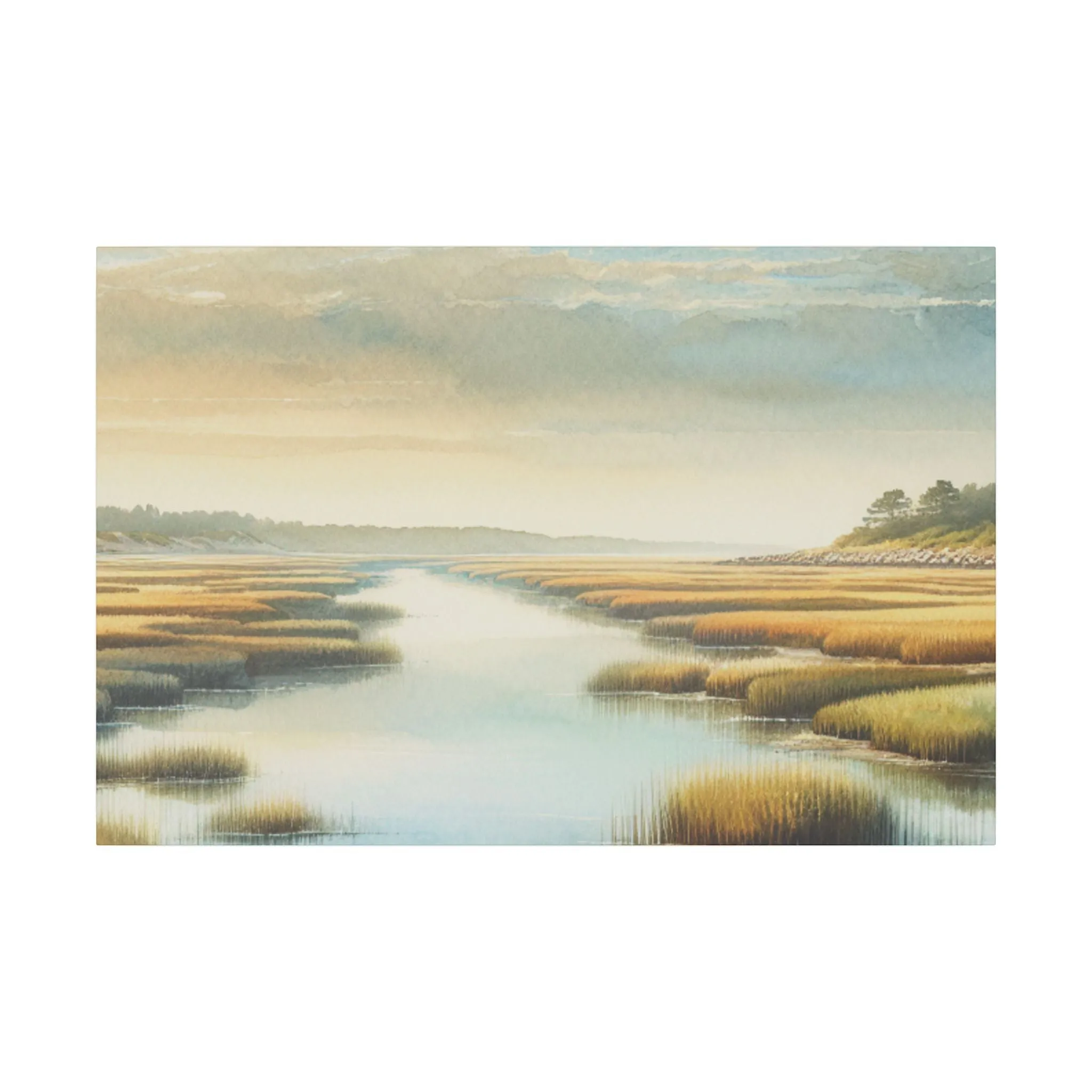 Seaside Marshes Scene Coastal Wall Decor Canvas