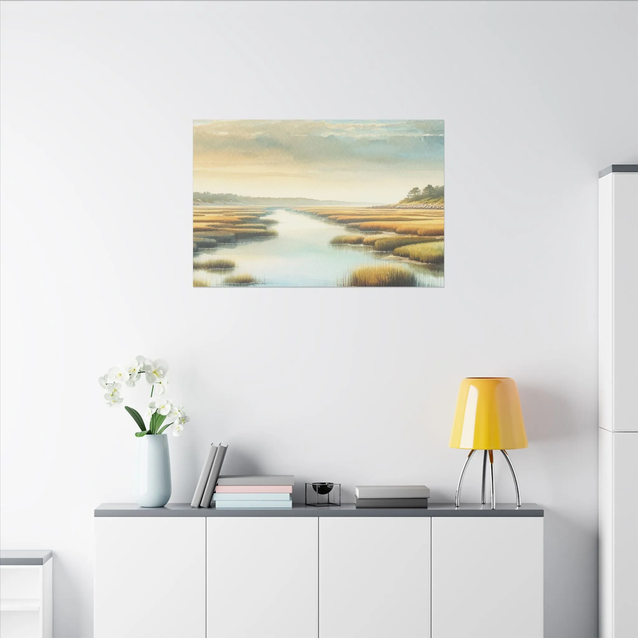 Seaside Marshes Scene Coastal Wall Decor Canvas