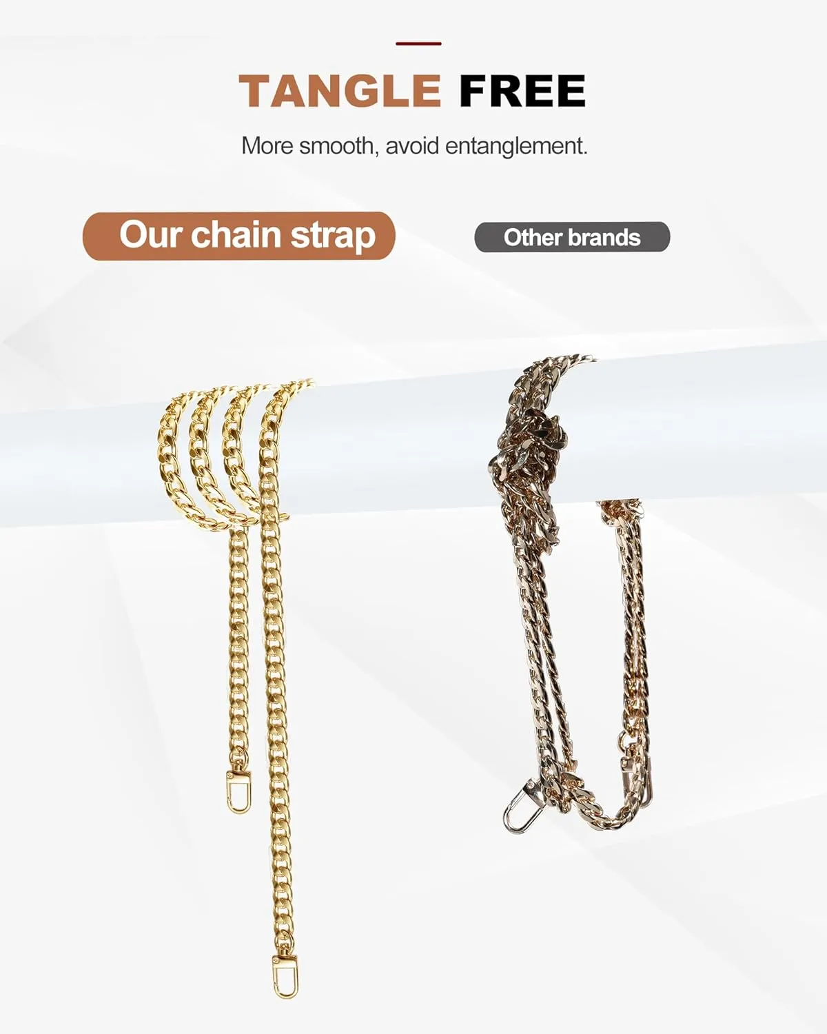 SEAVILIA Gold Purse Chain Straps Replacement Crossbody for Handbags, Bag Chain Accessories 47''