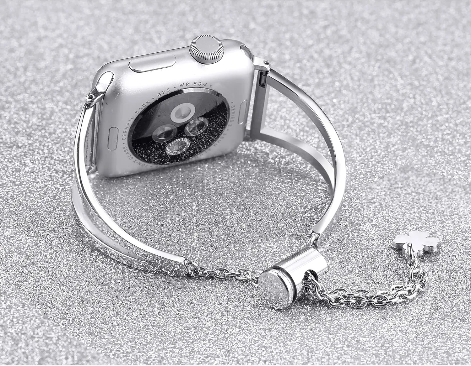 Secbolt Stainless Steel Bands Compatible with Apple Watch Band 38mm 40mm 41mm 42mm 44mm 45mm 46mm 49mm iWatch Series 10/9/Ultra/SE/8/7/6/5/4/3/2/1, Dressy Metal Bangle Bracelet Women
