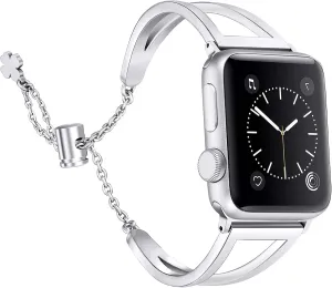 Secbolt Stainless Steel Bands Compatible with Apple Watch Band 38mm 40mm 41mm 42mm 44mm 45mm 46mm 49mm iWatch Series 10/9/Ultra/SE/8/7/6/5/4/3/2/1, Dressy Metal Bangle Bracelet Women