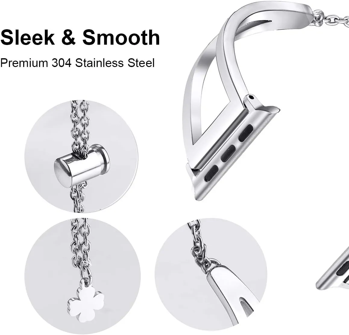 Secbolt Stainless Steel Bands Compatible with Apple Watch Band 38mm 40mm 41mm 42mm 44mm 45mm 46mm 49mm iWatch Series 10/9/Ultra/SE/8/7/6/5/4/3/2/1, Dressy Metal Bangle Bracelet Women