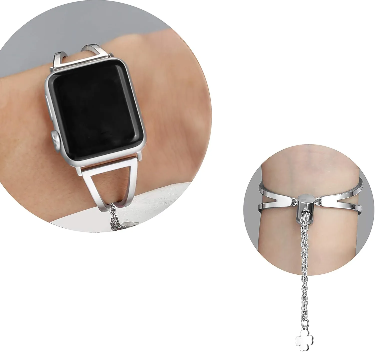 Secbolt Stainless Steel Bands Compatible with Apple Watch Band 38mm 40mm 41mm 42mm 44mm 45mm 46mm 49mm iWatch Series 10/9/Ultra/SE/8/7/6/5/4/3/2/1, Dressy Metal Bangle Bracelet Women