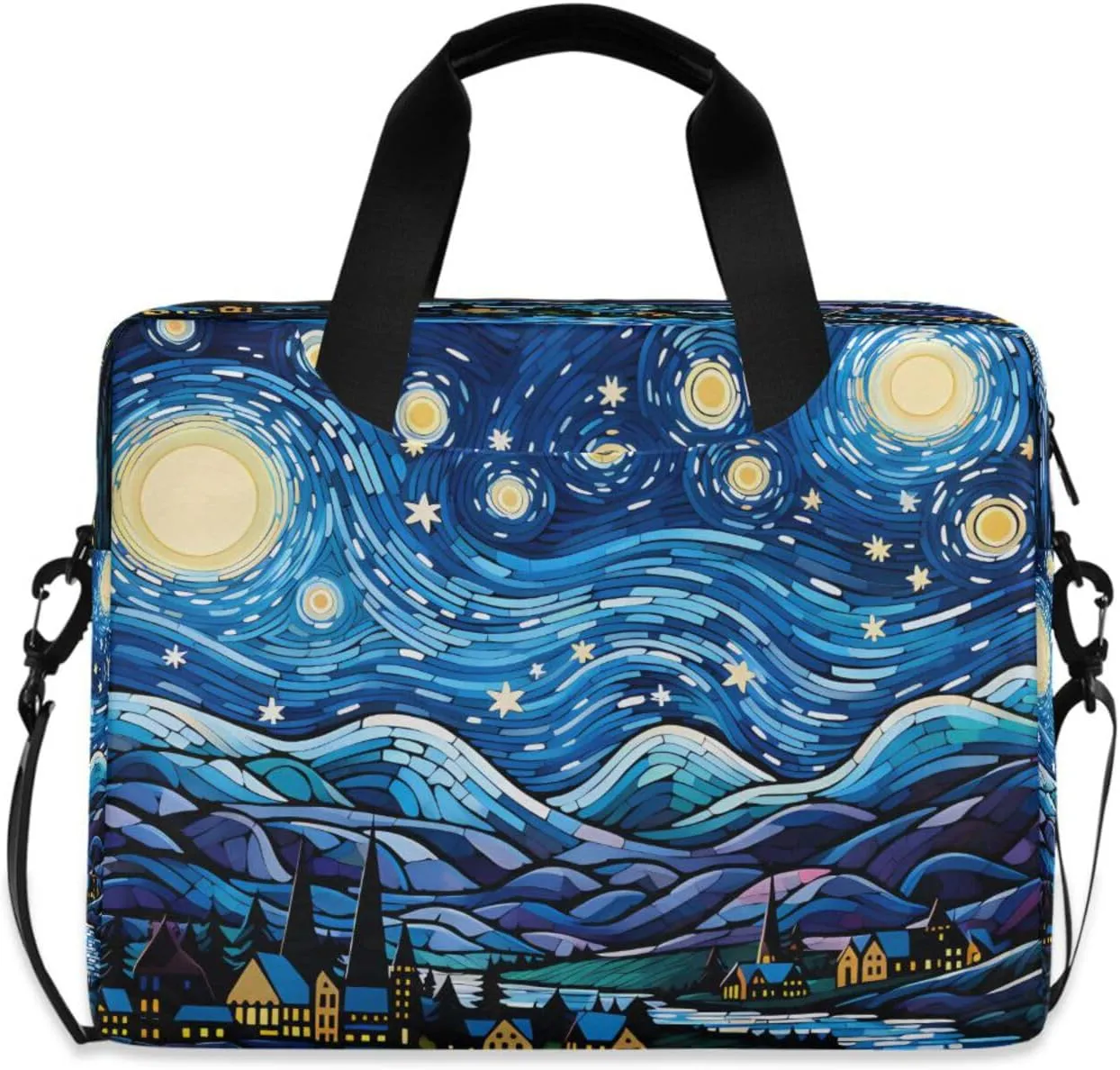 senya Laptop Bag Computer Bags Messenger Shoulder Bag Briefcase Village Starry Sky for Business Office Work