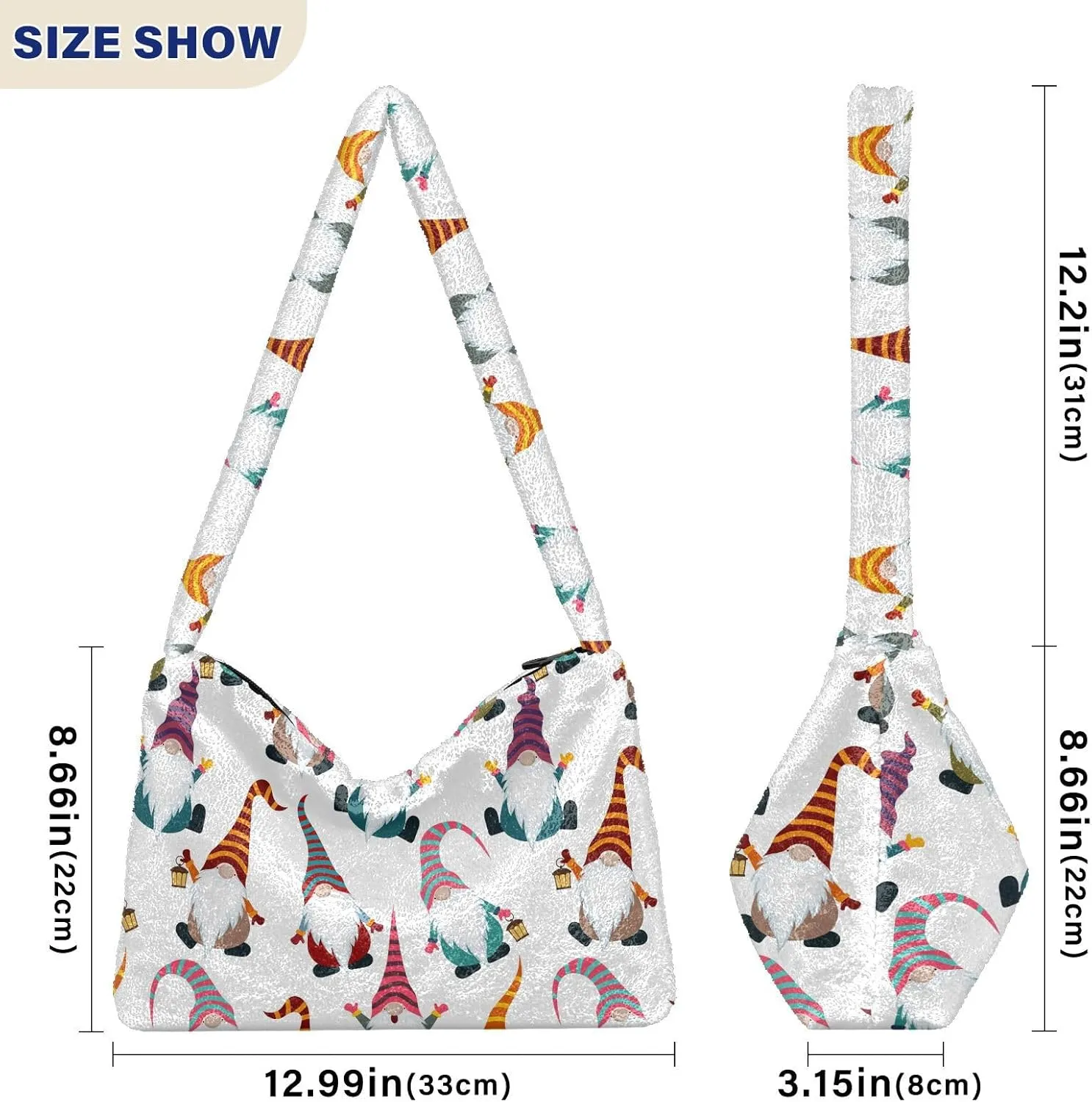 senya Plush Underarm Bag Christmas Snowflakes Fall Winter Tote Bag