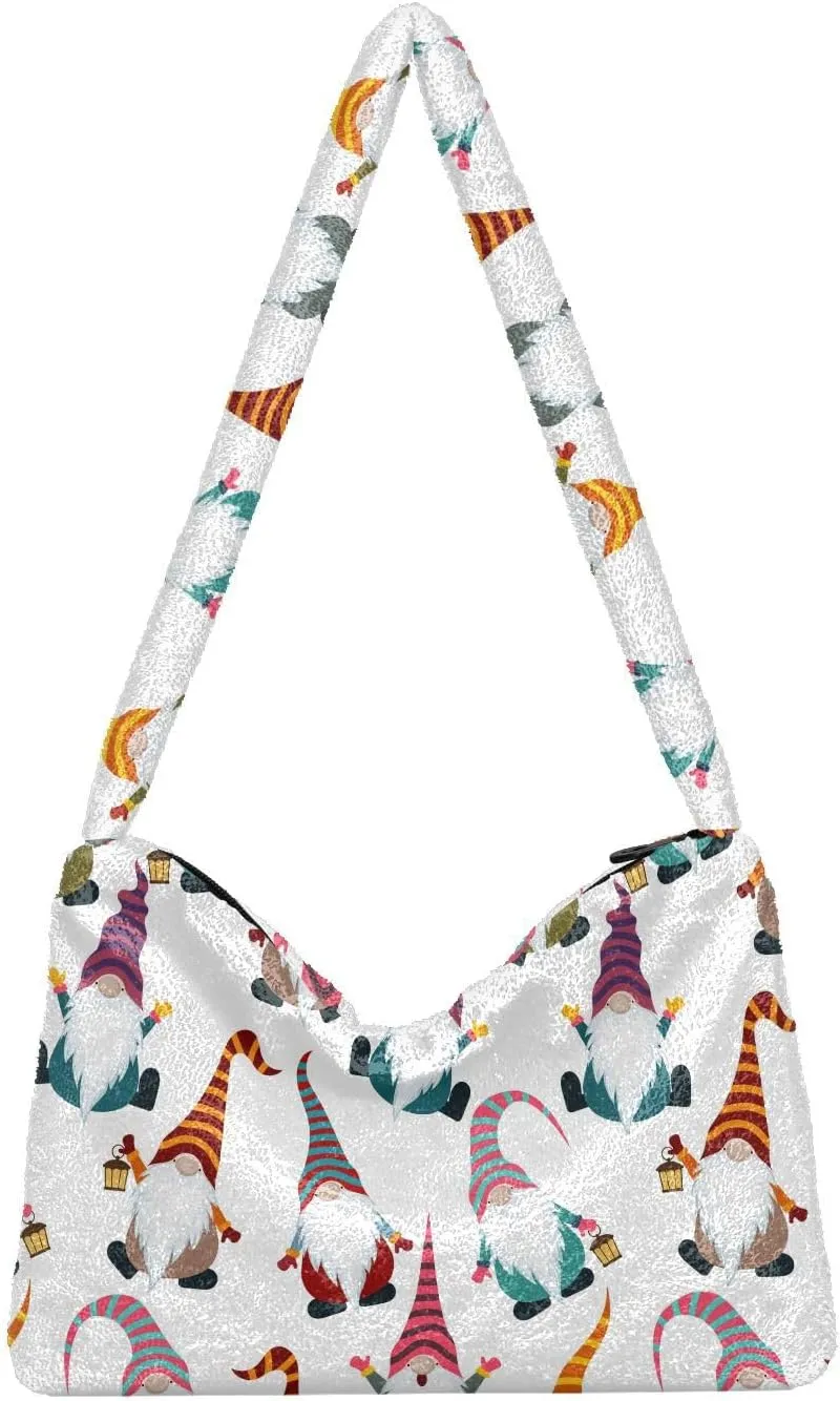 senya Plush Underarm Bag Christmas Snowflakes Fall Winter Tote Bag