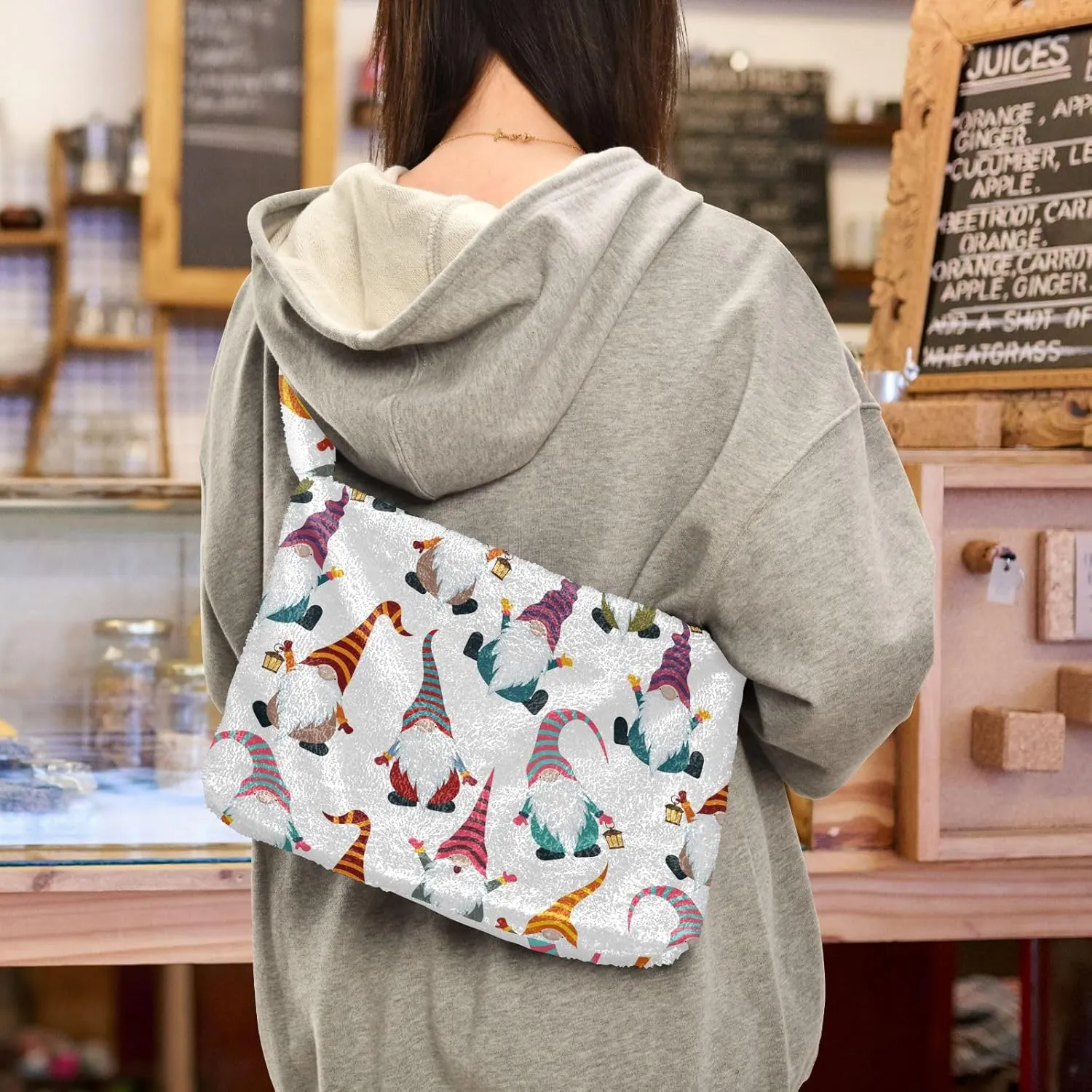 senya Plush Underarm Bag Christmas Snowflakes Fall Winter Tote Bag