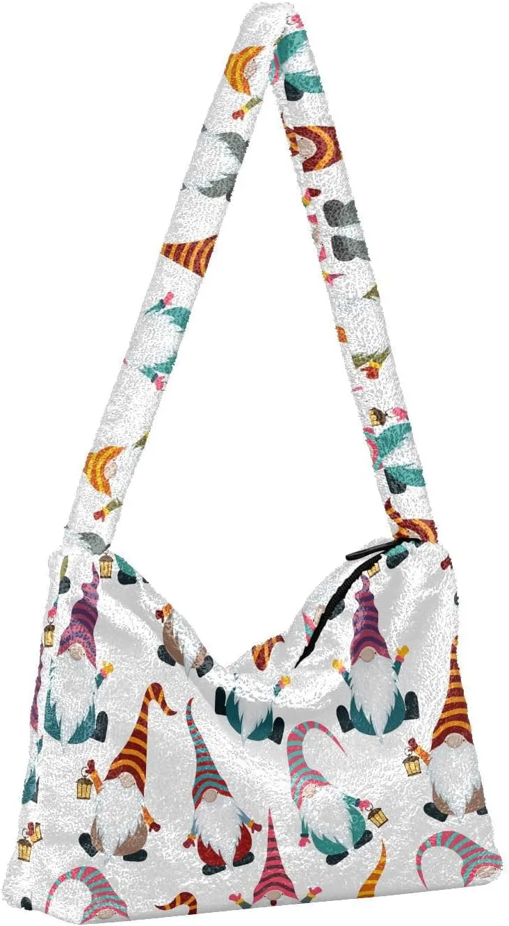 senya Plush Underarm Bag Christmas Snowflakes Fall Winter Tote Bag