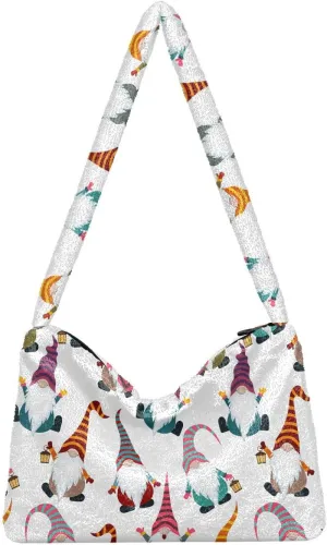 senya Plush Underarm Bag Christmas Snowflakes Fall Winter Tote Bag