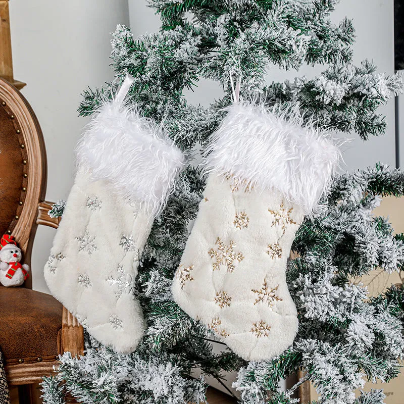 Sequin Snowflake Christmas Stockings Candy Gift Bags 22868