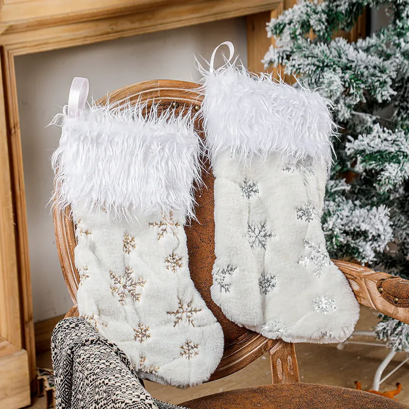 Sequin Snowflake Christmas Stockings Candy Gift Bags 22868