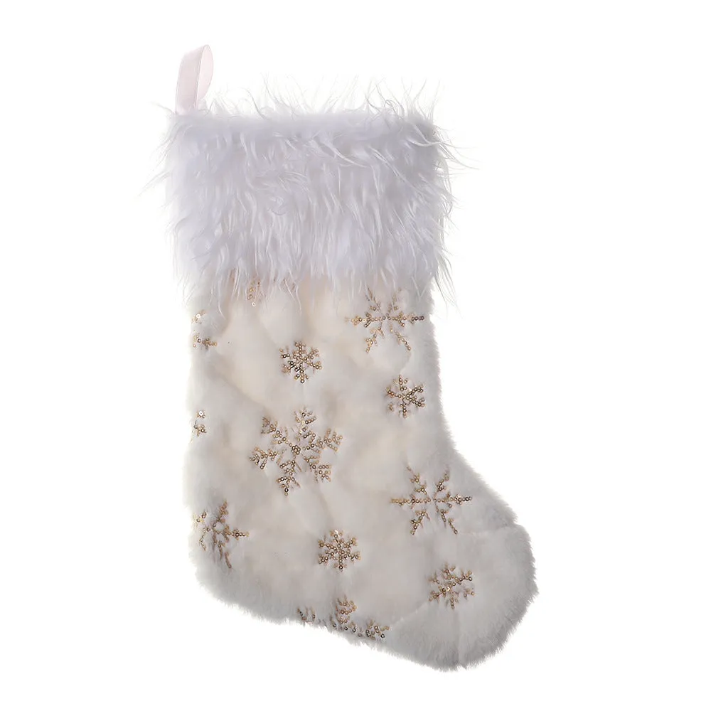 Sequin Snowflake Christmas Stockings Candy Gift Bags 22868