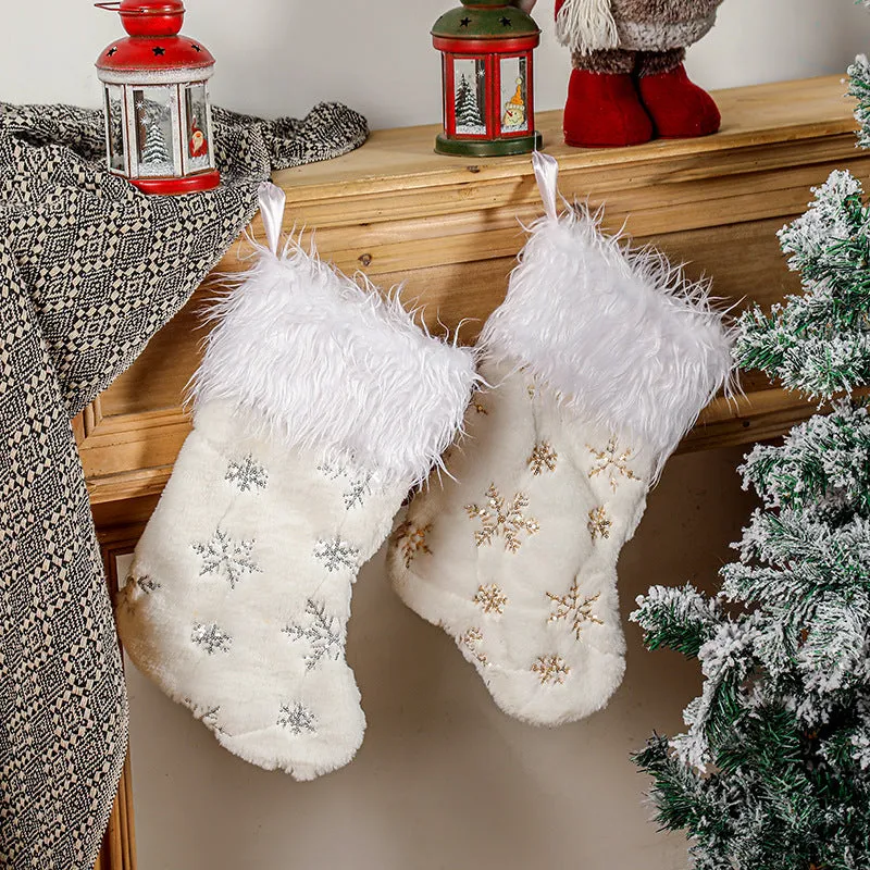 Sequin Snowflake Christmas Stockings Candy Gift Bags 22868