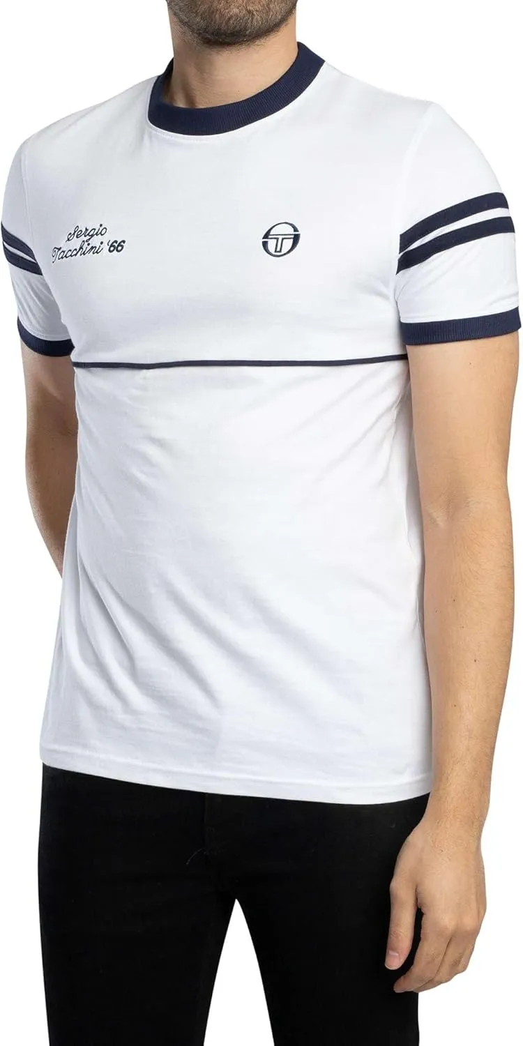 Sergio Tacchini Men's Orion Davis T-Shirt, White/Maritime Blue
