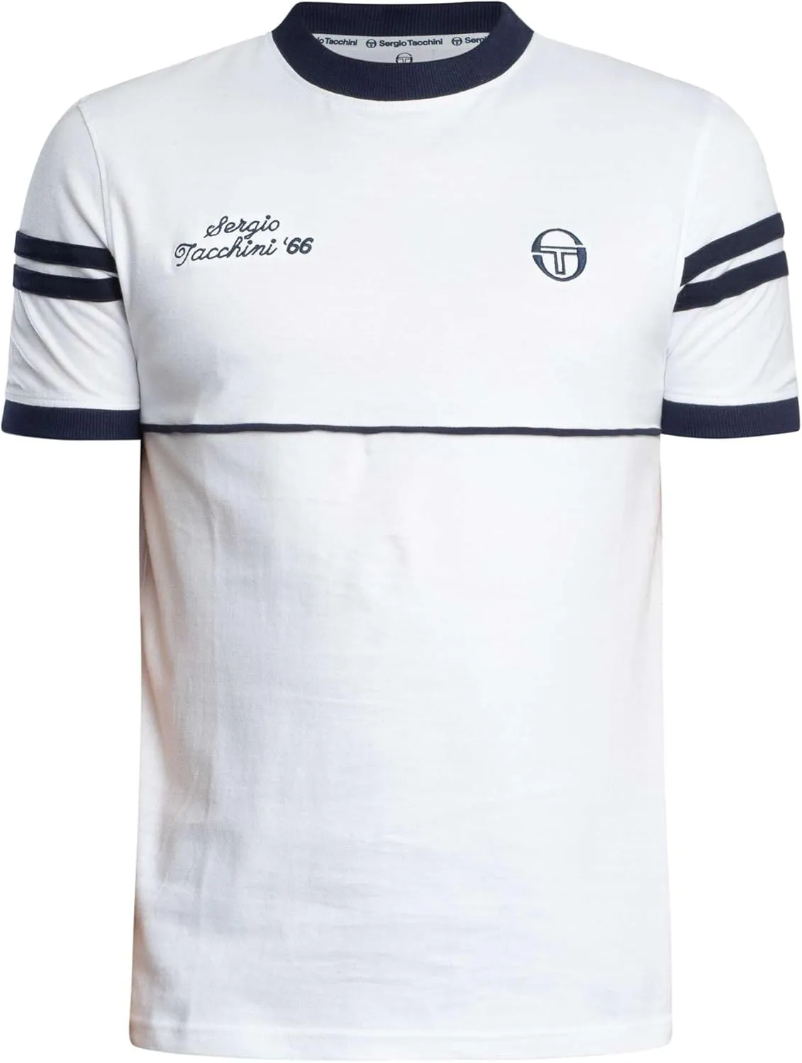 Sergio Tacchini Men's Orion Davis T-Shirt, White/Maritime Blue