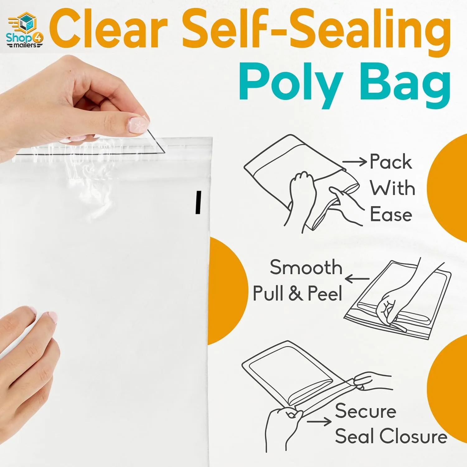 Shop4Mailers 14.5 x 19 Clear Plastic Poly Bags 1.5 Mil Self Seal Packaging for Apparel, Jewelry, Documents, Prints, Gifts, Storage – Resealable (1000 Pack)