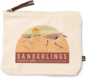 Shorebirds at Sunset Collection, Sanderlings, Birds, 100% Cotton Zipper Pouch, Travel Accessory, Go Bag