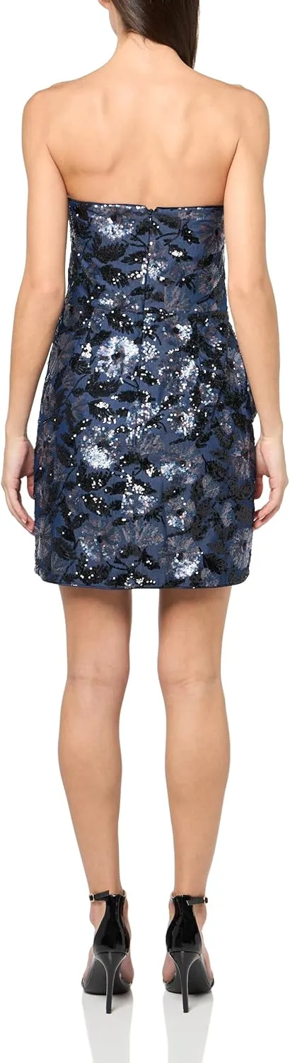 Shoshanna Women's Midnight Sequin Embroidered Denim Rosie Dress