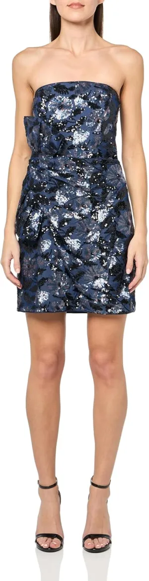 Shoshanna Women's Midnight Sequin Embroidered Denim Rosie Dress