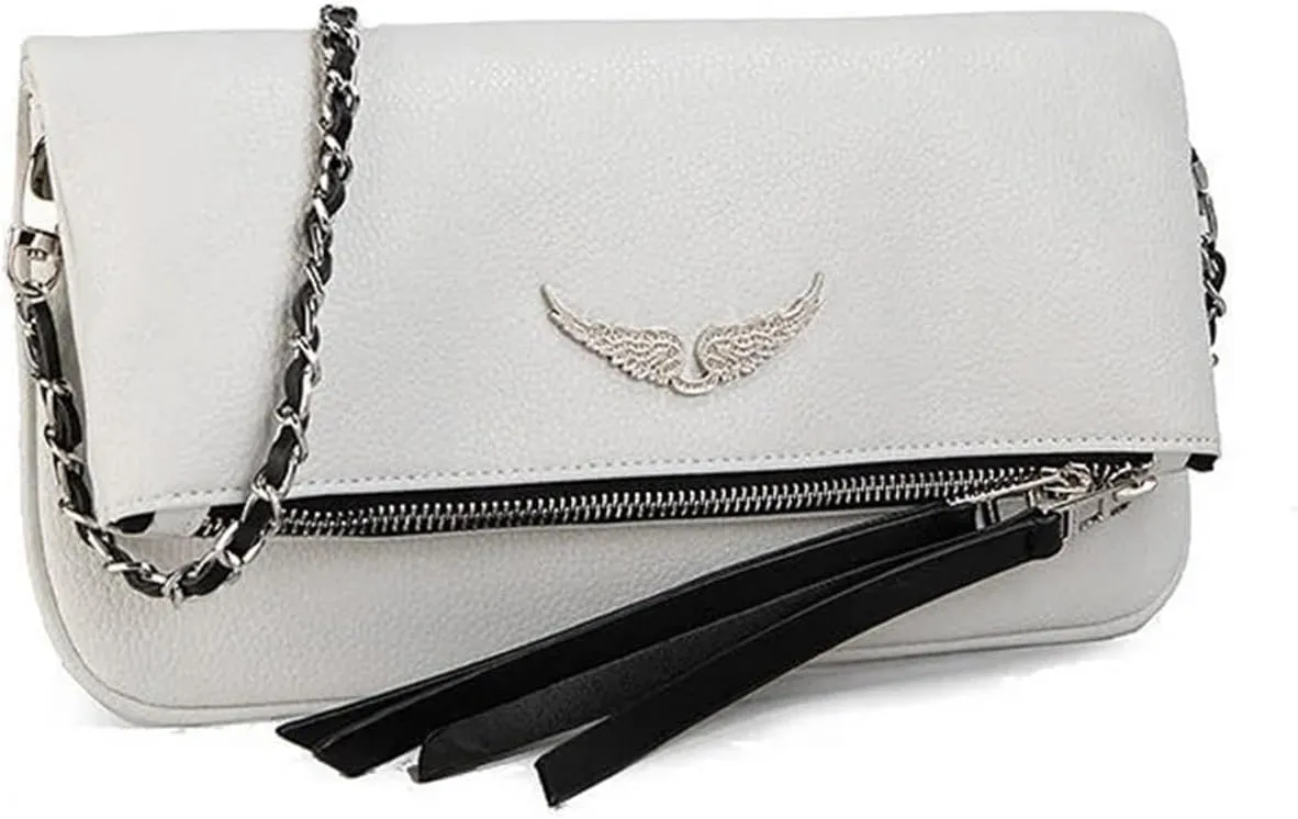 Shoulder Chain Crossbody Bag, Fashion Simple Women's Bag, Shoulder Leather Bag (White)