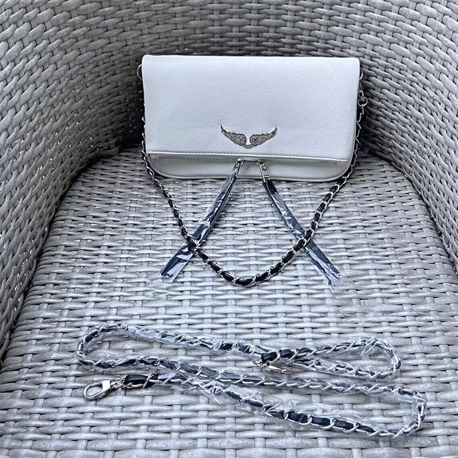 Shoulder Chain Crossbody Bag, Fashion Simple Women's Bag, Shoulder Leather Bag (White)