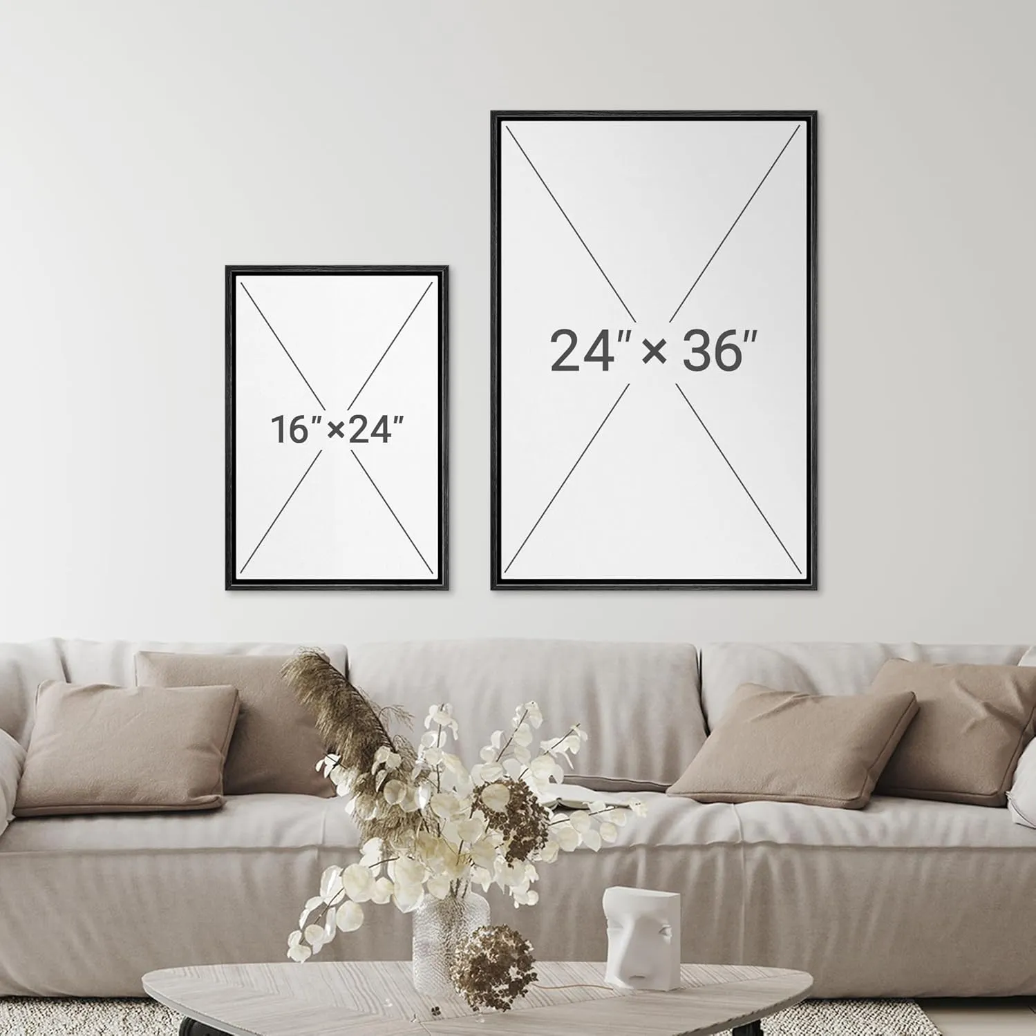 SIGNFORD Framed Canvas Print Wall Art Abstract Earthy Tones Rustic Neutral Illustrations Decorative Bohemian Relax/Calm for Living Room, Bedroom, Office - 24"x36" Black