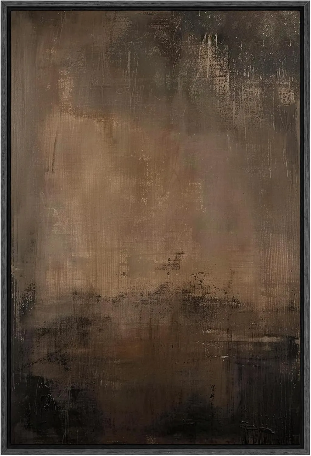 SIGNFORD Framed Canvas Print Wall Art Abstract Earthy Tones Rustic Neutral Illustrations Decorative Bohemian Relax/Calm for Living Room, Bedroom, Office - 24"x36" Black