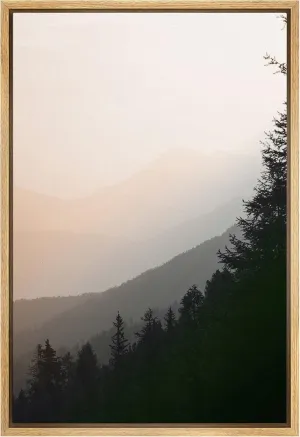 SIGNWIN Framed Canvas Print Wall Art Duotone Pink Mountain Forest Nature Wilderness Photography Modern Art Rustic Landscape Relax/Calm Multicolor for Living Room, Bedroom, Office - 16"x24" Natural