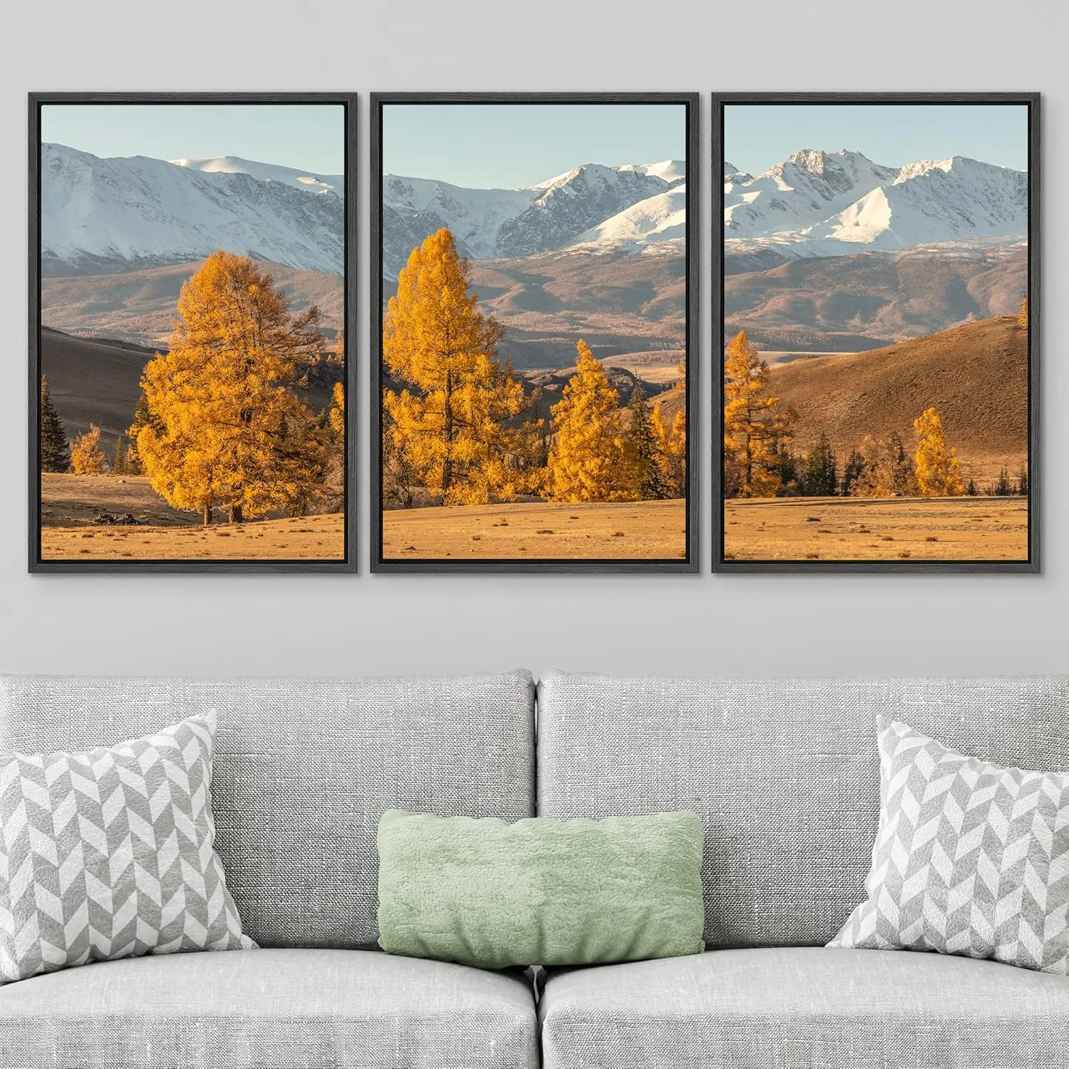 SIGNWIN Framed Canvas Print Wall Art Set Autumn Fall Mountain Forest Valley Rustic Nature Photography Realism Decorative Wilderness Calm/Zen for Living Room, Bedroom, Office - 24"x36"x3 Black