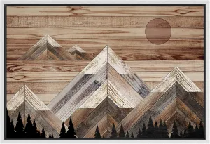 SIGNWIN Framed Canvas Print Wall Art Western Decor Sunlight Snowy Mountain Range Sky Nature Wilderness Modern Art Decorative Nordic Rustic Wood Panel for Living Room, Bedroom, Office - 24"x36" White