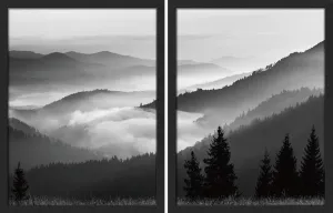 SIGNWIN Framed Mountain Range Duotone Wall Art, Set of 2 Black & White Rustic Wall Decor Prints, Nature Wilderness Wall Décor for Living Room, Bedroom - 11"x14" Black
