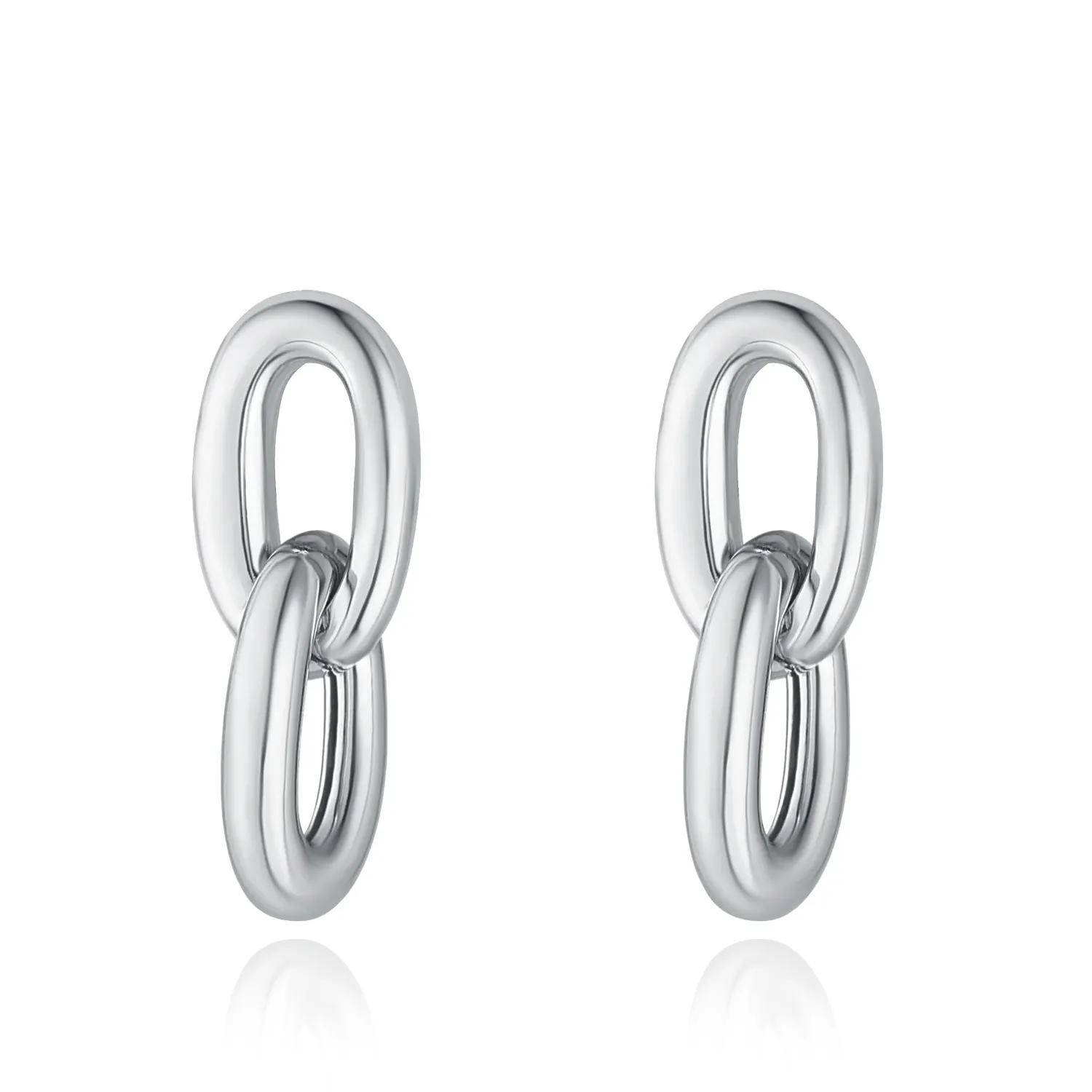 SILVER CHUNKY DOUBLE LINK DROP EARRING