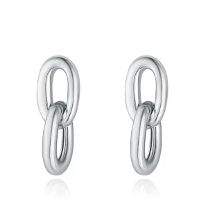 SILVER CHUNKY DOUBLE LINK DROP EARRING