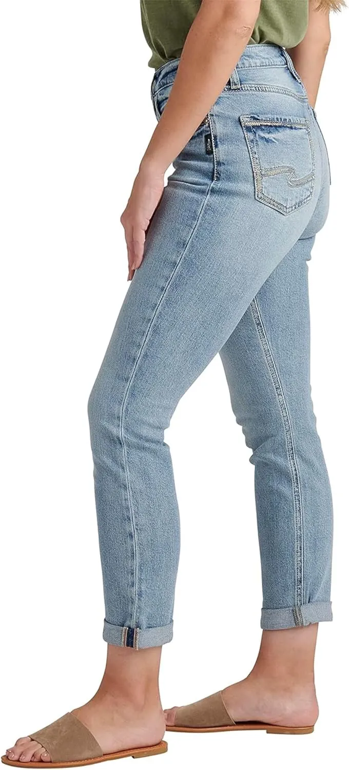 Silver Jeans Co. Women's 90s Boyfriend High Rise Slim Leg Jeans-Legacy