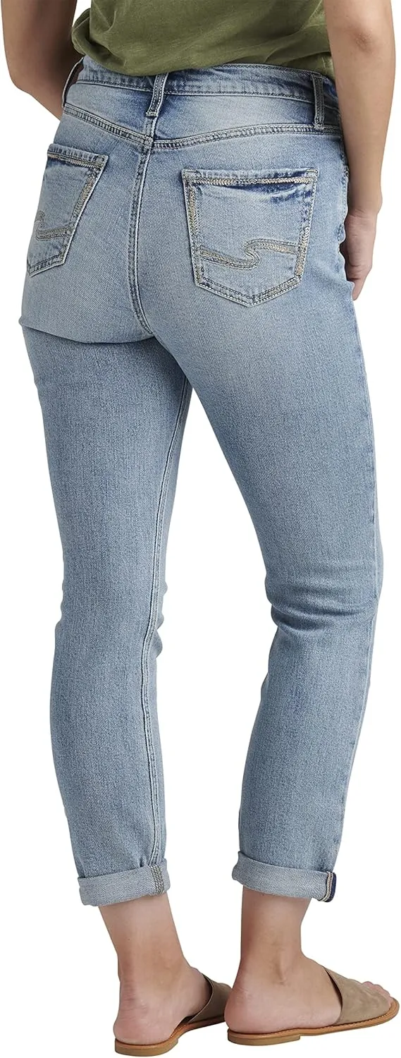 Silver Jeans Co. Women's 90s Boyfriend High Rise Slim Leg Jeans-Legacy